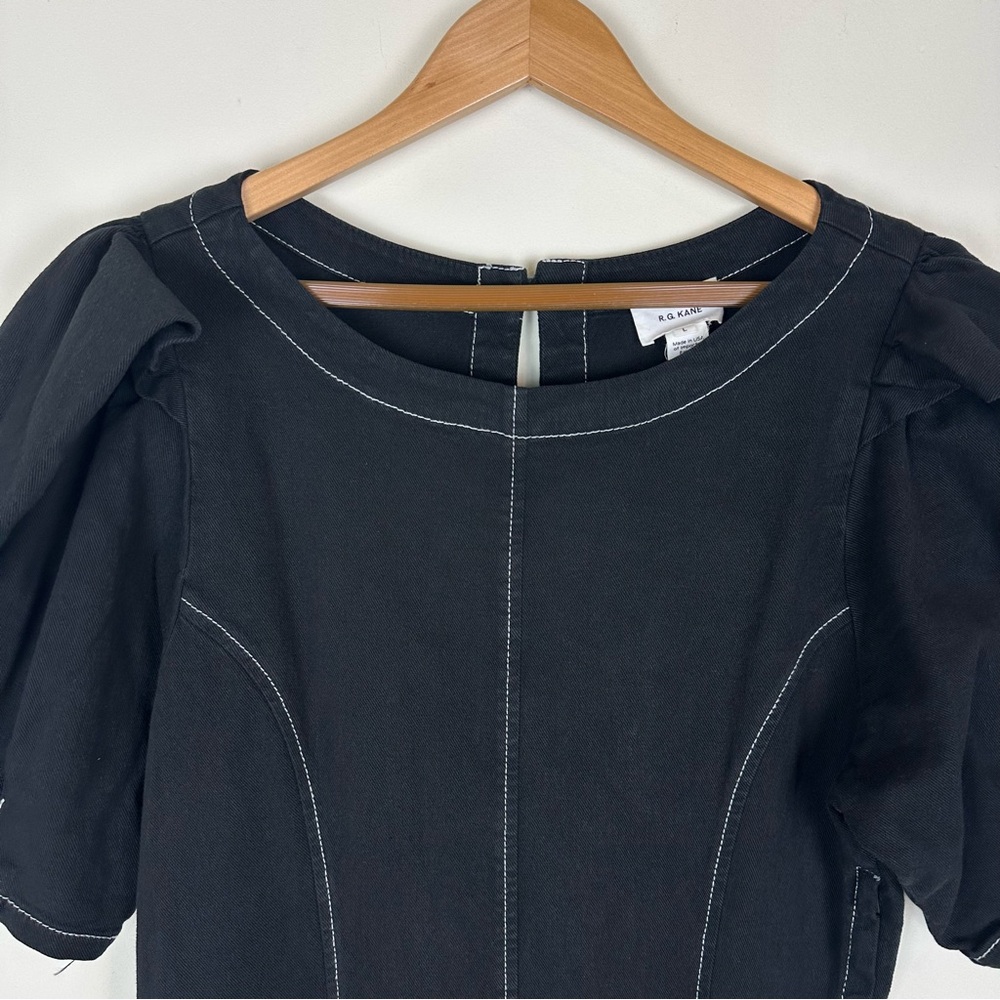 R.G. Kane Helena Black Mini Dress Puff Sleeve - Picture 4 of 11
